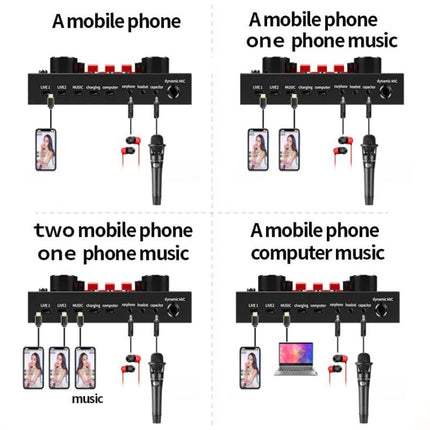 V8S Sound Card Mobile Phone Computer Anchor Live K Song Recording Microphone, English Version, V8S  + Golden Net BM700 Set, V8S  + Black Bet BM700 Set