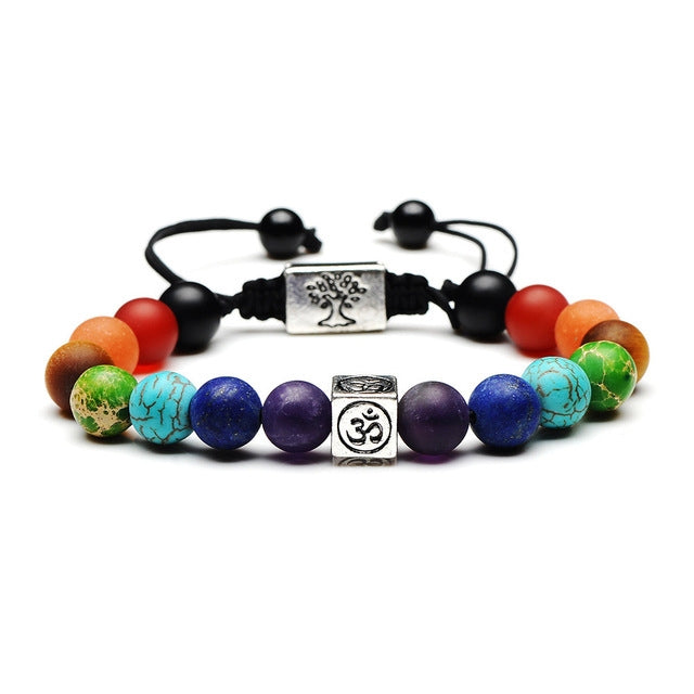 Tree of Life Multicolor Beads Stones Weave Yoga Rope Bracelets, Multicolor silver, Multicolor gold
