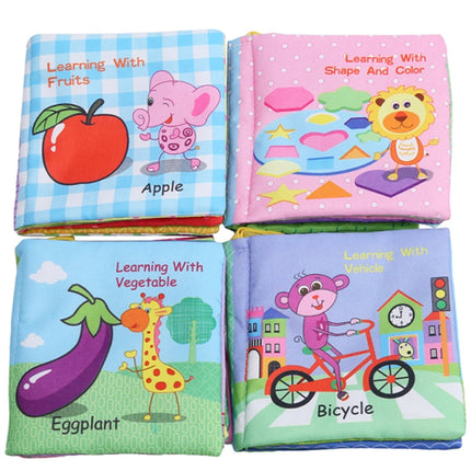 Baby Rattles Toy Soft Animal Cloth Book Newborn Stroller Hanging Toy Early Learning Education Baby Toys, Fruit, Vegetable, Shape, Vehicle