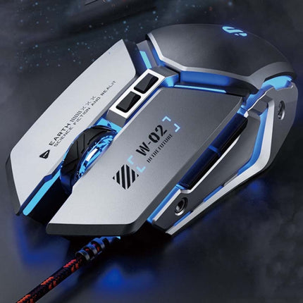 Inphic W-02 6 Tasten Home Office Leuchtende Makroprogrammierung USB-Computer Mechanische Spielmaus Kabelgebunden, W-02 (Metallic-Grau), PW2 (Klassisches Schwarz), PW2 (King Nebula), PW2 (Jedi-Passwort)