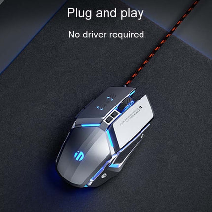 Inphic W-02 6 Tasten Home Office Leuchtende Makroprogrammierung USB-Computer Mechanische Spielmaus Kabelgebunden, W-02 (Metallic-Grau), PW2 (Klassisches Schwarz), PW2 (King Nebula), PW2 (Jedi-Passwort)