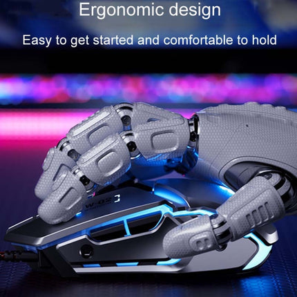Inphic W-02 6 Tasten Home Office Leuchtende Makroprogrammierung USB-Computer Mechanische Spielmaus Kabelgebunden, W-02 (Metallic-Grau), PW2 (Klassisches Schwarz), PW2 (King Nebula), PW2 (Jedi-Passwort)