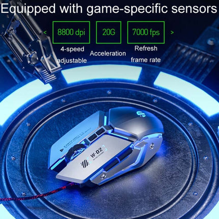 Inphic W-02 6 Tasten Home Office Leuchtende Makroprogrammierung USB-Computer Mechanische Spielmaus Kabelgebunden, W-02 (Metallic-Grau), PW2 (Klassisches Schwarz), PW2 (King Nebula), PW2 (Jedi-Passwort)