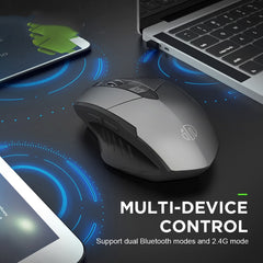 Inphic A1 6 Keys 1000/1200/1600 DPI Home Gaming Wireless Mechanical Mouse, Colour: Gray Wireless+Bluetooth 4.0+Bluetooth 5.0, Red Wireless Charging Silent Version, Gray Wireless+Bluetooth 4.0+Bluetooth 5.0, Black Wireless+Bluetooth 4.0+Bluetooth 5.0