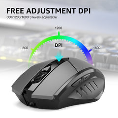 Inphic A1 6 Keys 1000/1200/1600 DPI Home Gaming Wireless Mechanical Mouse, Colour: Gray Wireless+Bluetooth 4.0+Bluetooth 5.0, Red Wireless Charging Silent Version, Gray Wireless+Bluetooth 4.0+Bluetooth 5.0, Black Wireless+Bluetooth 4.0+Bluetooth 5.0