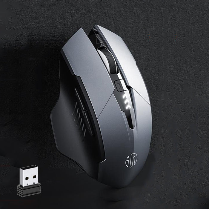 Inphic A1 6 Keys 1000/1200/1600 DPI Home Gaming Wireless Mechanical Mouse, Colour: Gray Wireless+Bluetooth 4.0+Bluetooth 5.0, Black Wireless Charging Silent Version, Gray Wireless Charging Silent Version, Gray Wireless+Bluetooth 4.0+Bluetooth 5.0      ...