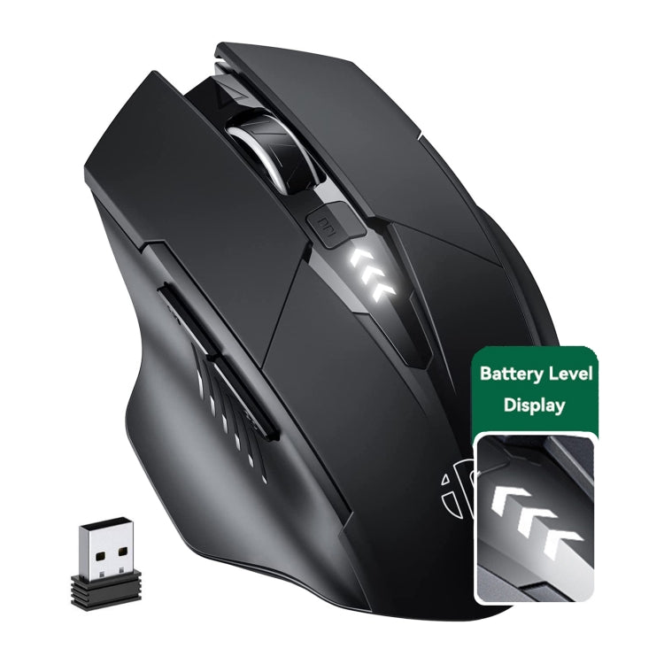 Inphic A1 6 Keys 1000/1200/1600 DPI Home Gaming Wireless Mechanical Mouse, Colour: Gray Wireless+Bluetooth 4.0+Bluetooth 5.0, Black Wireless Charging Silent Version, Gray Wireless Charging Silent Version, Gray Wireless+Bluetooth 4.0+Bluetooth 5.0������...