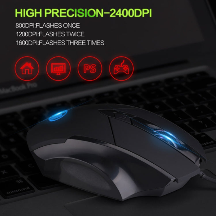 Inphic PW1 Game Mute Macro Definition Illuminated Wired Mouse, Cable Length: 1.5m, Mute Black Business Version, Mute Black Game Version, Mute Titanium Gray Game Version