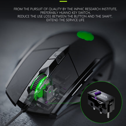 Inphic PW1 Game Mute Macro Definition beleuchtete kabelgebundene Maus, Kabellänge: 1,5 m, Mute Black Business Version, Mute Black Game Version, Mute Red Game Version, Mute Titanium Gray Game Version