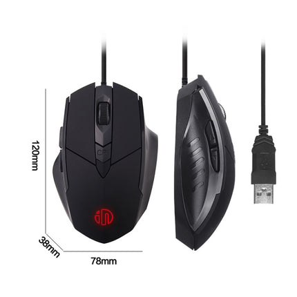 Ratón con cable iluminado con definición de macro y mute para juegos Inphic PW1, longitud del cable: 1,5 m, versión para negocios en negro mute, versión para juegos en negro mute, versión para juegos en rojo mute, versión para juegos en gris titanio mute