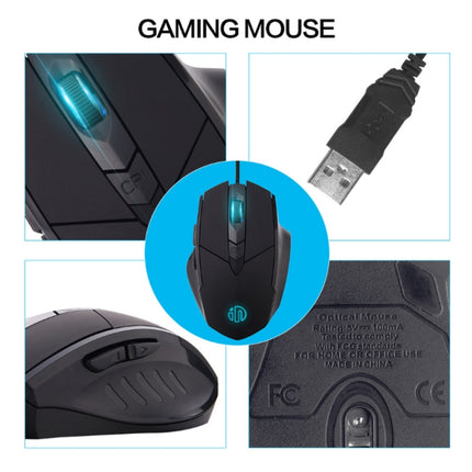 Ratón con cable iluminado con definición de macro y mute para juegos Inphic PW1, longitud del cable: 1,5 m, versión para negocios en negro mute, versión para juegos en negro mute, versión para juegos en rojo mute, versión para juegos en gris titanio mute