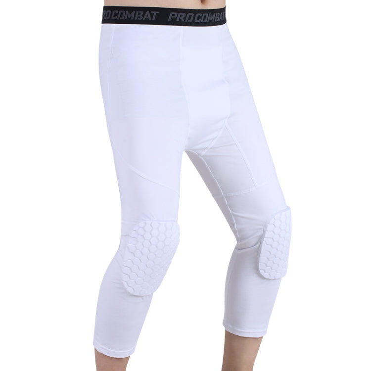 High Elastic Lycra Honeycomb Crash Pants Men Basketball Fitness Seven-tenths Sweatpants, S, M, L, XL, XXL, XXXL