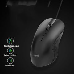 Inphic PB1 Business Office Mute Macro Definition Gaming Wired Mouse, Cable Length: 1.5m, Black Silen Business Version, Classic Back Breathing Light, Matte White Breathing Light