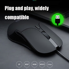 Inphic PB1 Business Office Mute Macro Definition Gaming Wired Mouse, Cable Length: 1.5m, Black Silen Business Version, Classic Back Breathing Light, Matte White Breathing Light