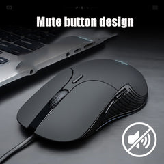 Inphic PB1 Business Office Mute Macro Definition Gaming Wired Mouse, Cable Length: 1.5m, Black Silen Business Version, Classic Back Breathing Light, Matte White Breathing Light