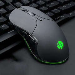 Inphic PB1 Business Office Mute Macro Definition Gaming Wired Mouse, Cable Length: 1.5m, Classic Back Breathing Light, Matte White Breathing Light