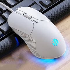 Inphic PB1 Business Office Mute Macro Definition Gaming Wired Mouse, Cable Length: 1.5m, Black Silen Business Version, Classic Back Breathing Light, Matte White Breathing Light