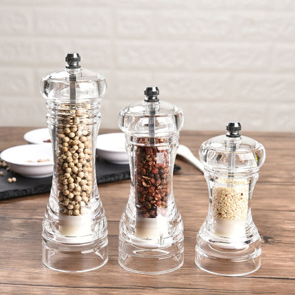 Acrylic Transparent Pepper Grinder Manual Pepper Grinder Ceramic Core Multi-Purpose Seasoning Bottle, 4 Inch, 5 Inch, 6 Inch