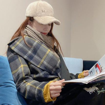 Women Autumn and Winter Thickened Rabbit Fur Plush Baseball Cap Curved Brim Warm Cap, Adjustable