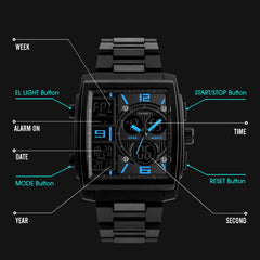 SKMEI 1274  Men Fashion Electronic Watch Multifunctional Outdoor Sports Watch, Red, Blue, Black, Golden