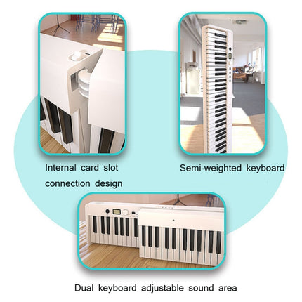 Wersi 88-Key Foldable Portable Electronic Piano Keyboard For Beginners Practice Piano, CN Plug, USB White, USB Black