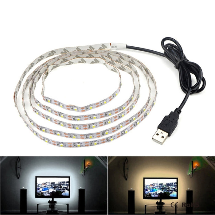 USB Power SMD 2835 Epoxy LED Strip Light Christmas Desk Decor Lamp for TV Background Lighting, 1m, 5m