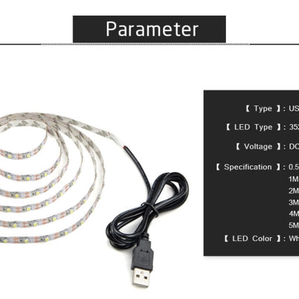 USB Power SMD 2835 Epoxy LED Strip Light Christmas Desk Decor Lamp for TV Background Lighting, 50cm, 1m, 2m, 3m, 4m, 5m