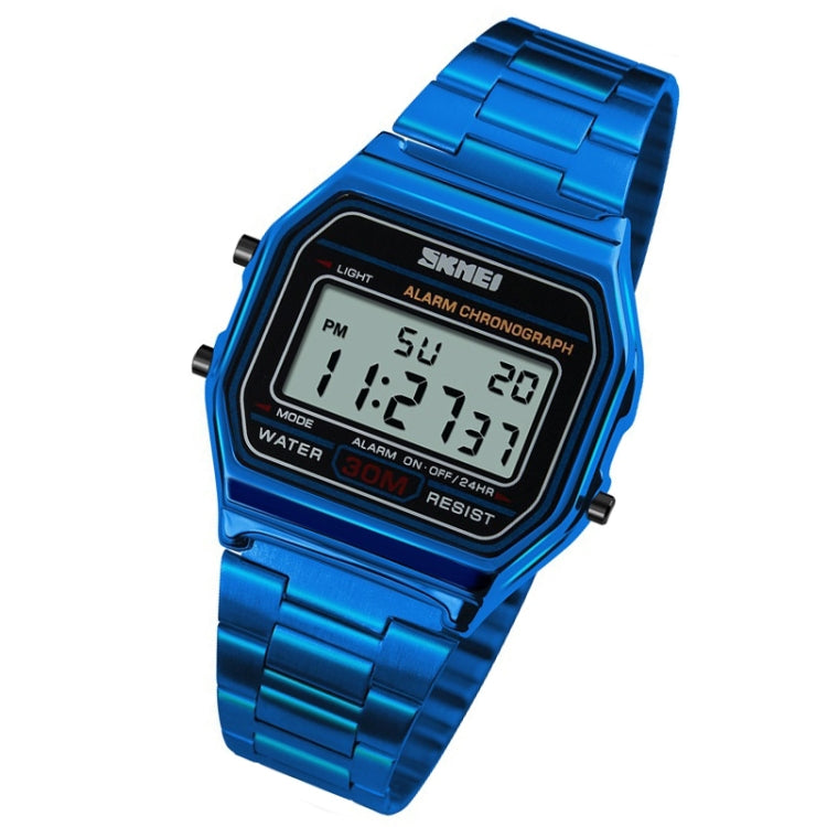 SKMEI 1123 Men Business Lightweight Watch Waterproof Steel Band Electronic Watch, Blue, Rose Gold, Coffee Gold