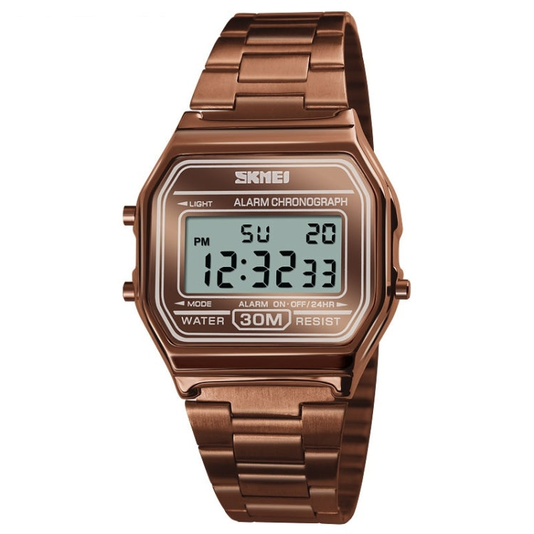SKMEI 1123 Men Business Lightweight Watch Waterproof Steel Band Electronic Watch, Blue, Rose Gold, Coffee Gold
