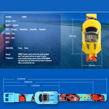 SKMEI 1241 Fashion Cute Cartoon Car Children Digital Watch, Yellow, Red, Blue, Black, Light Blue