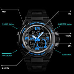 SKMEI 1452 Outdoor Sports Electronic Watch Multifunctional Waterproof Watch, Red, Blue, Black, Golden, Apricot, ArmyGreen