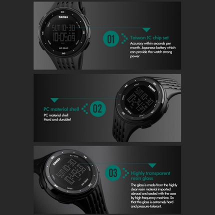 SKMEI 1219 Men Multi-Function Electronic Watch Outdoor Sports Watch, Green, Blue, Black, Rose Gold, Silver