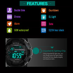 SKMEI 1243 Men Sports Watch Outdoor Waterproof Digital Watch, Red, Black, Golden