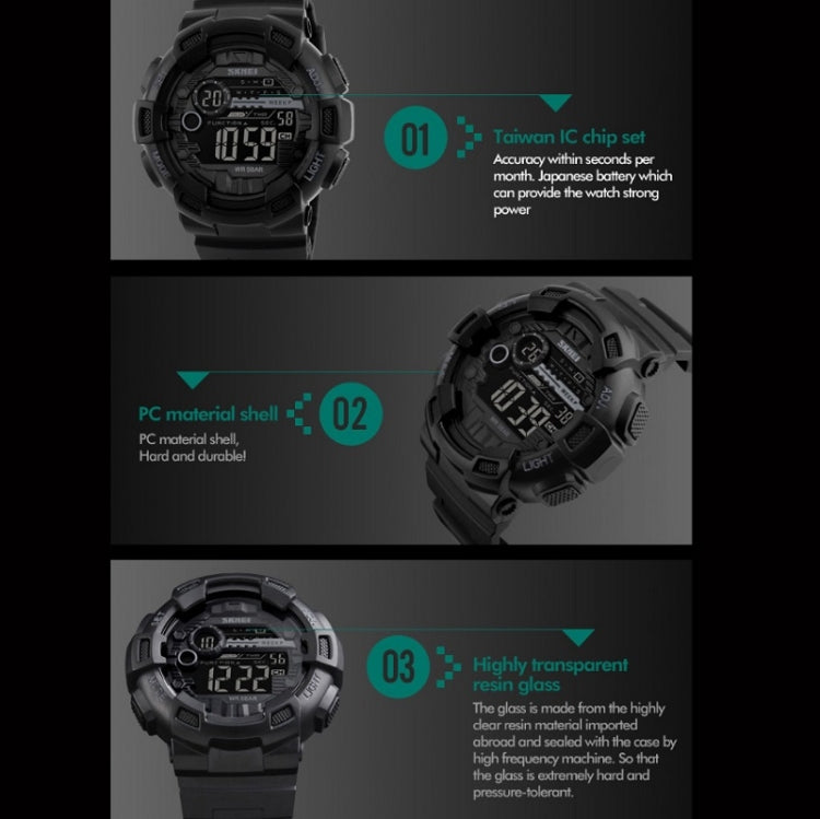SKMEI 1243 Men Sports Watch Outdoor Waterproof Digital Watch, Red, Black, Golden