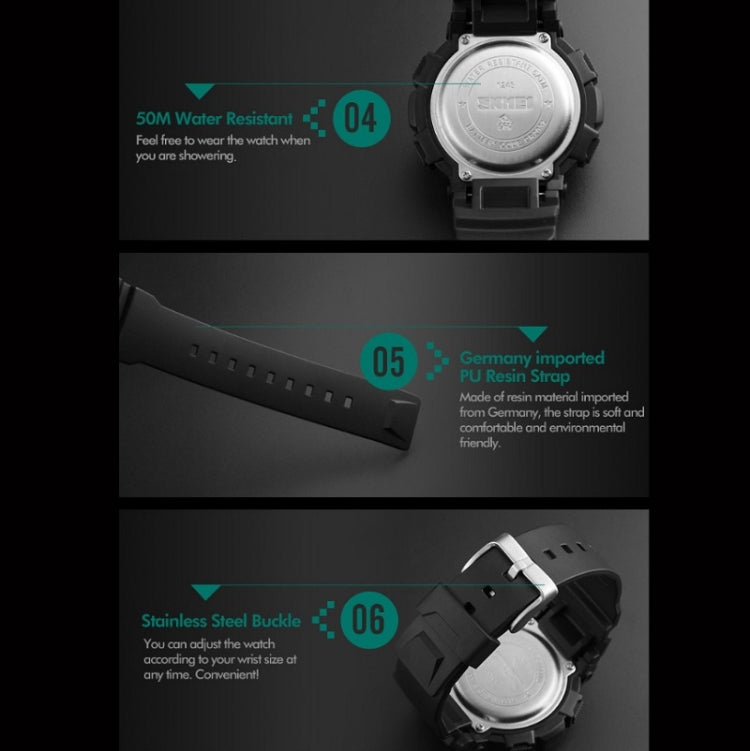 SKMEI 1243 Men Sports Watch Outdoor Waterproof Digital Watch, Red, Black, Golden
