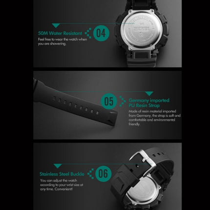 SKMEI 1243 Men Sports Watch Outdoor Waterproof Digital Watch, Red, Black, Golden