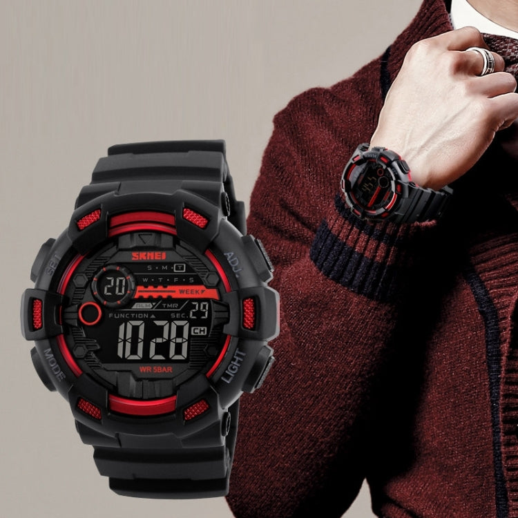 SKMEI 1243 Men Sports Watch Outdoor Waterproof Digital Watch, Red, Black, Golden