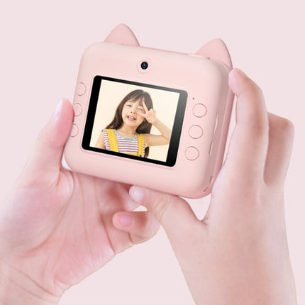 P1 No Card Children Instant Camera 1200W Front And Rear Dual-Lens Mini Print Photographic Digital Camera Toy(Green Dinosaur), Pink Cat No Card, Green Dinosaur No Card, Green Dinosaur 16GB, Pink Cat 16GB, Green Dinosaur 32GB, Pink Cat 32GB