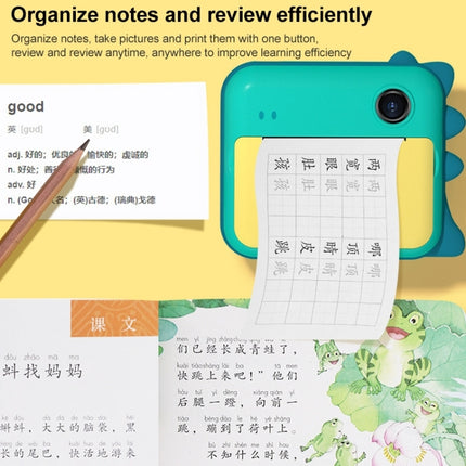 P1 No Card Children Instant Camera 1200W Front And Rear Dual-Lens Mini Print Photographic Digital Camera Toy(Green Dinosaur)