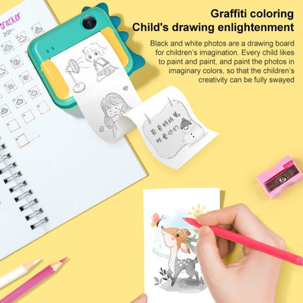 P1 No Card Children Instant Camera 1200W Front And Rear Dual-Lens Mini Print Photographic Digital Camera Toy(Green Dinosaur)