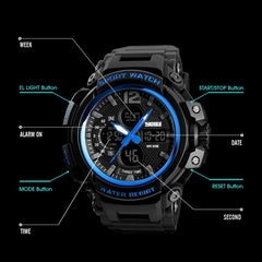 SKMEI 1343 Men Outdoor Sports Waterproof Watch Student Digital Watch, Black, Blue Black, Blue Red, Red Black, ArmyGreen, Khaki