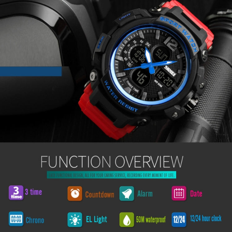 SKMEI 1343 Men Outdoor Sports Waterproof Watch Student Digital Watch, Black, Blue Black, Blue Red, Red Black, ArmyGreen, Khaki