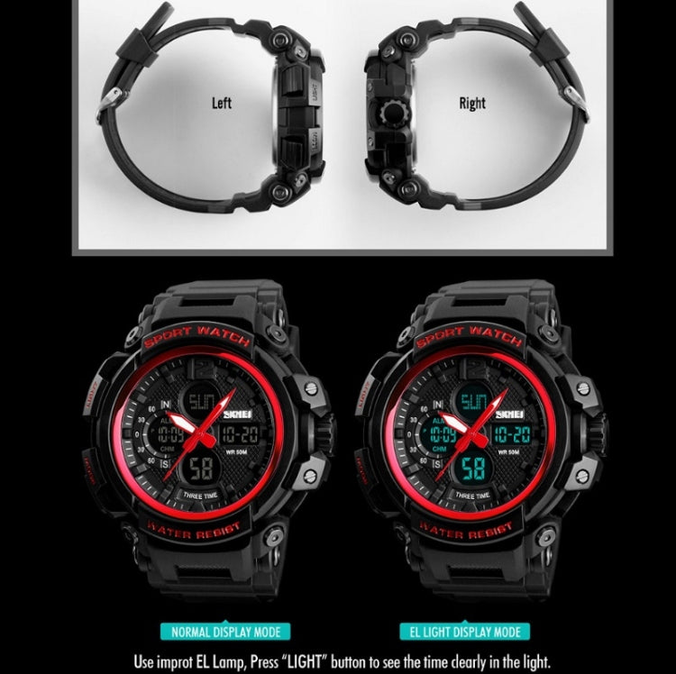 SKMEI 1343 Men Outdoor Sports Waterproof Watch Student Digital Watch, Black, Blue Black, Blue Red, Red Black, ArmyGreen, Khaki