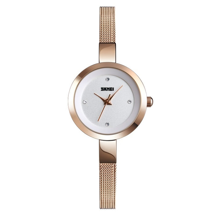 SKMEI 1390 Ladies Business Casual Watch Steel Band Lightweight Quartz Watch, Rose Gold, Golden, Silver