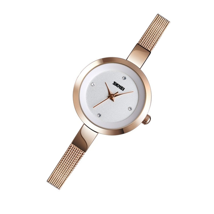 SKMEI 1390 Ladies Business Casual Watch Steel Band Lightweight Quartz Watch, Rose Gold, Golden, Silver
