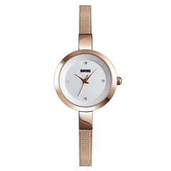 SKMEI 1390 Ladies Business Casual Watch Steel Band Lightweight Quartz Watch, Rose Gold, Golden, Silver