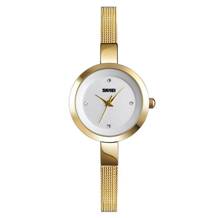 SKMEI 1390 Ladies Business Casual Watch Steel Band Lightweight Quartz Watch, Rose Gold, Golden, Silver