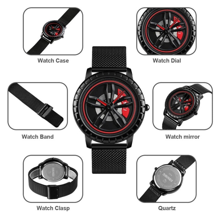 SKMEI 1634 Men Waterproof Watch Fashion Quartz Watch, Black Mesh Belt, White Mesh Belt, Black Steel Belt, White Steel Belt