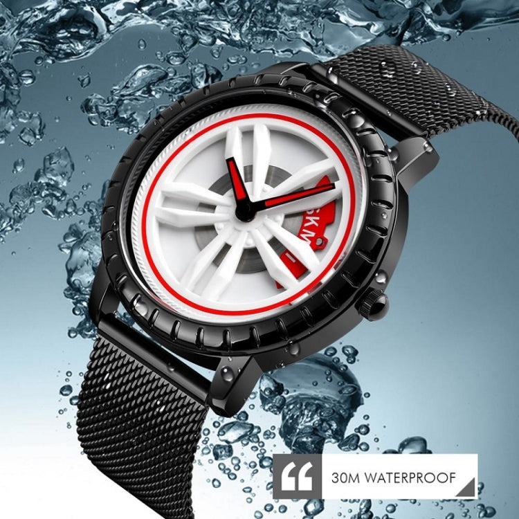 SKMEI 1634 Men Waterproof Watch Fashion Quartz Watch, Black Mesh Belt, White Mesh Belt, Black Steel Belt, White Steel Belt