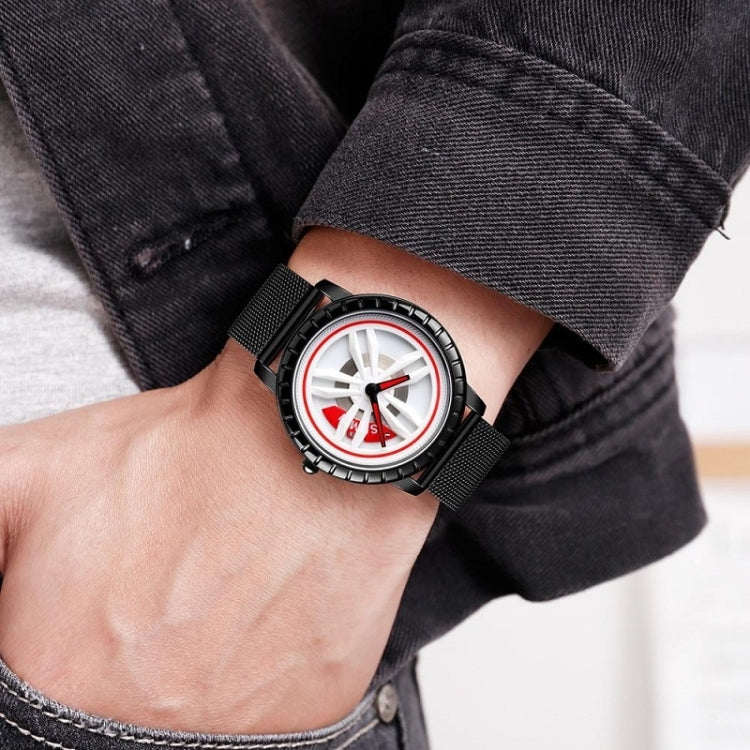 SKMEI 1634 Men Waterproof Watch Fashion Quartz Watch, Black Mesh Belt, White Mesh Belt, Black Steel Belt, White Steel Belt